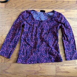 Pink and purple and black leopard print quarter sleeve top